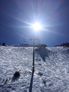 Riding up Chair 5 in Mammoth Mammoth Mountain