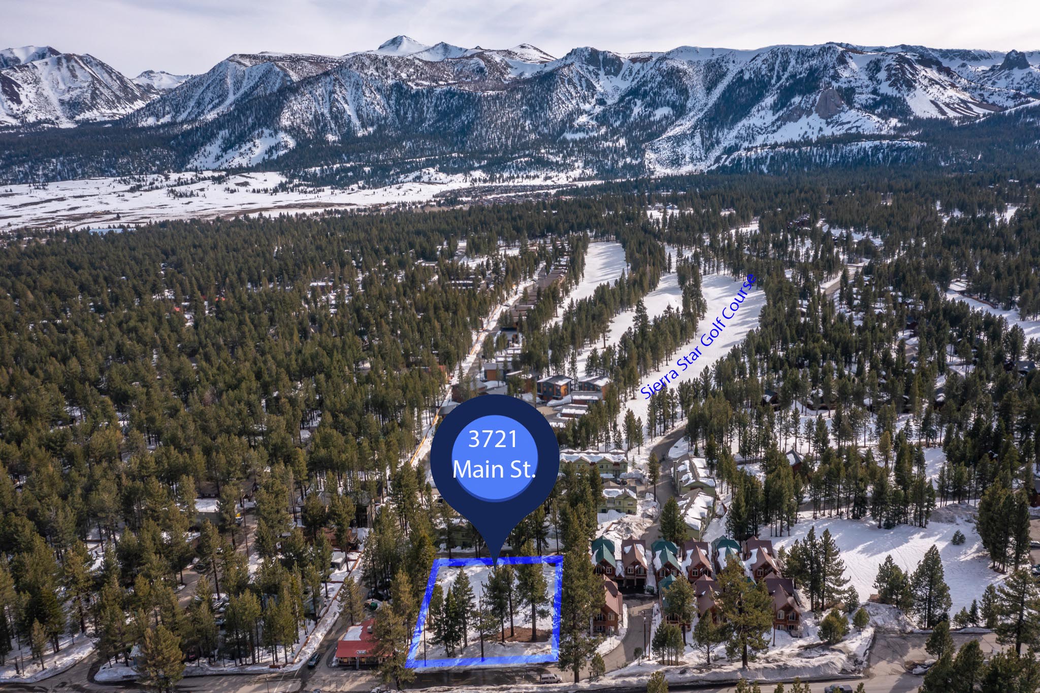 Prime Development Opportunity: 3721 Main Street, Mammoth Lakes 5 3721 Main st Aerial Looking South Highlighted